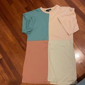 Oversized colorblock t shirt dress